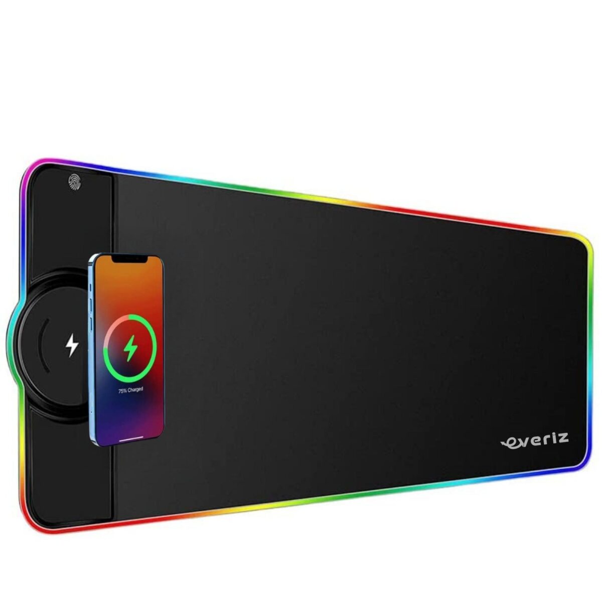 Alfombrilla RGB para teclado y mouse con carga inalámbrica 15w - EVERIZ - Imagen 1