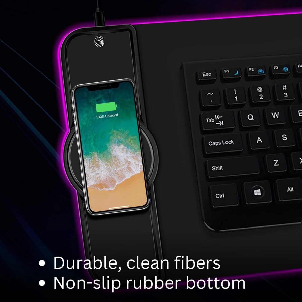 Alfombrilla RGB para teclado y mouse con carga inalámbrica 15w - EVERIZ - Imagen 3
