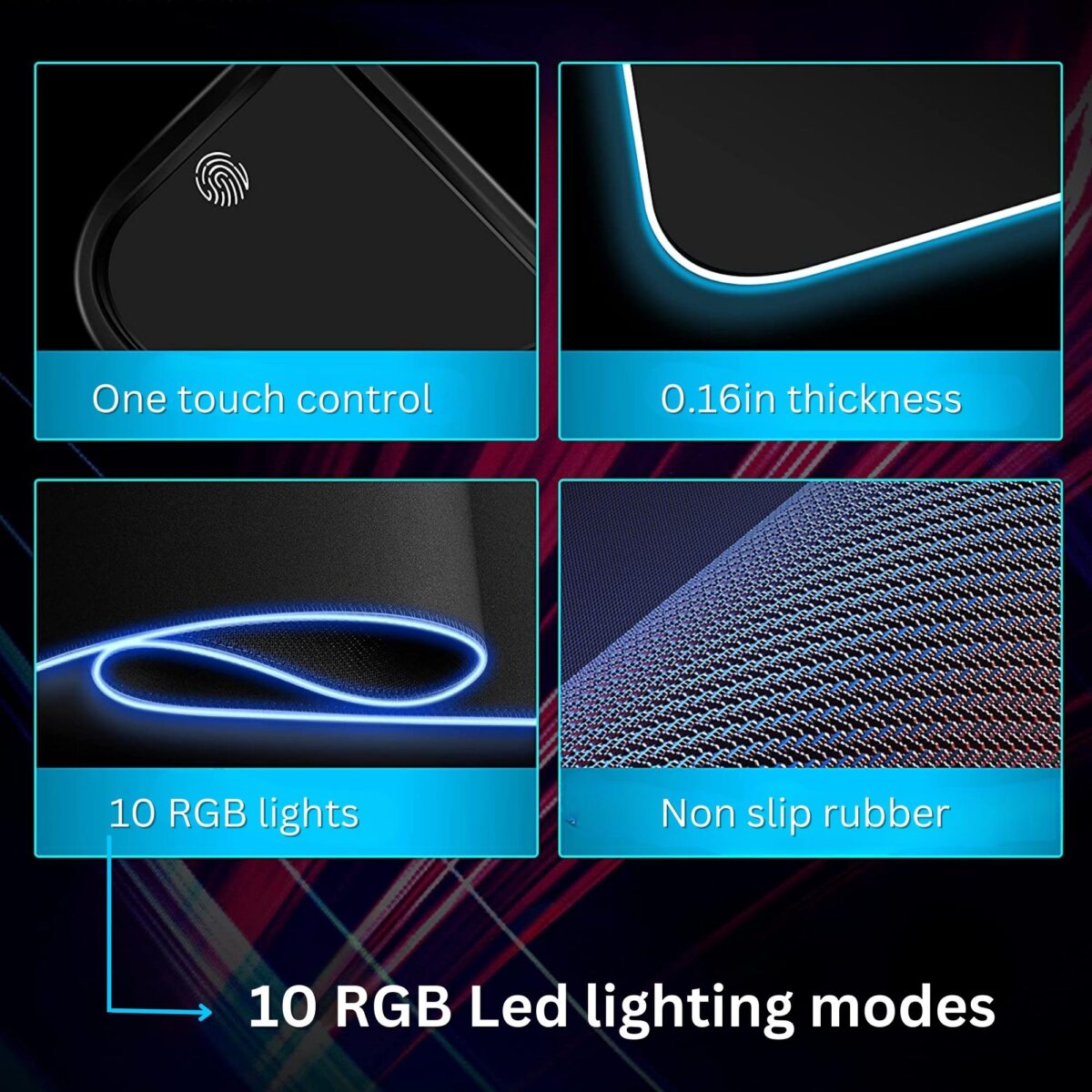 Alfombrilla RGB para teclado y mouse con carga inalámbrica 15w - EVERIZ - Imagen 4