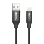 Cable lightning 2.4A Trenzado negro, 1 metro - CAB250 - 1HORA
