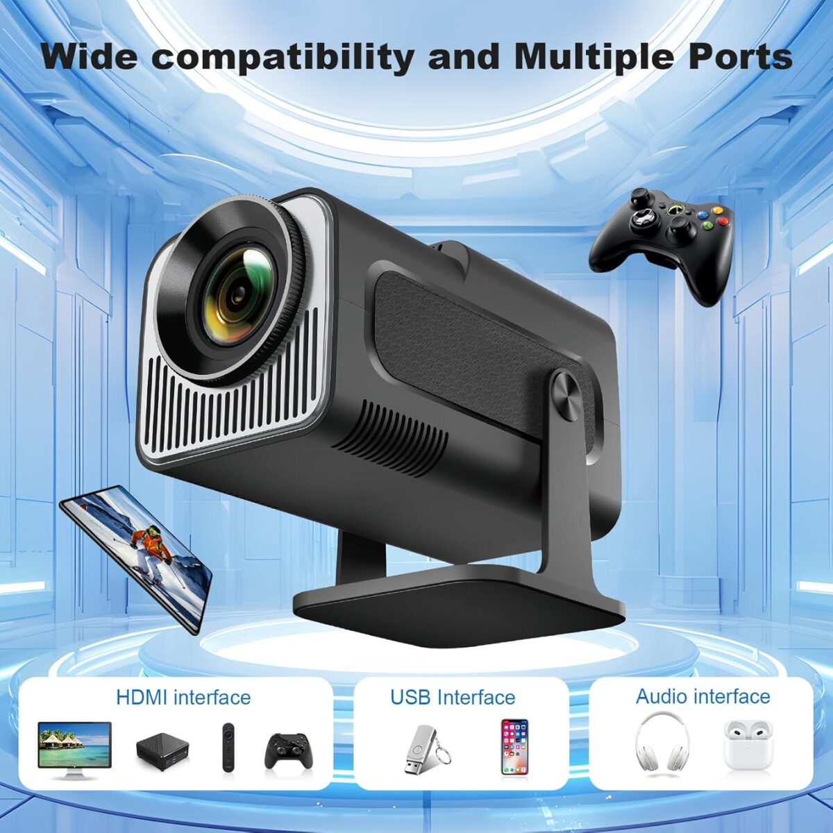 Ear&Ear Mini proyector, proyector portátil HY320, soporte 4K - Imagen 3