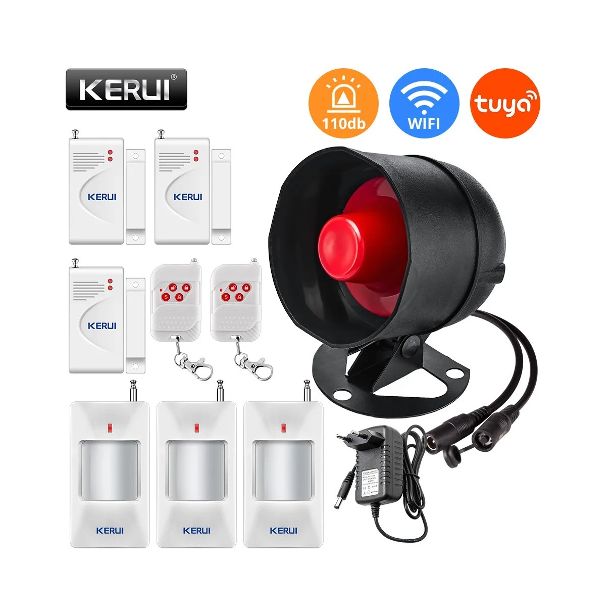3aefbcd4-60c2-487b-94cd-b59ee4804ebb Kit de Alarma Inteligente WIFI KERUI Tuya – Sirena de 110dB - Imagen 1