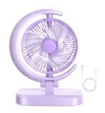 Ventilador de escritorio con luz en forma de Luna (batería recargable)