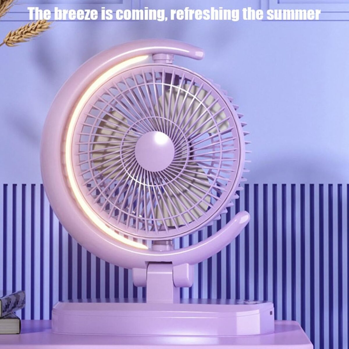 Ventilador de escritorio con luz en forma de Luna (batería recargable) - Imagen 5