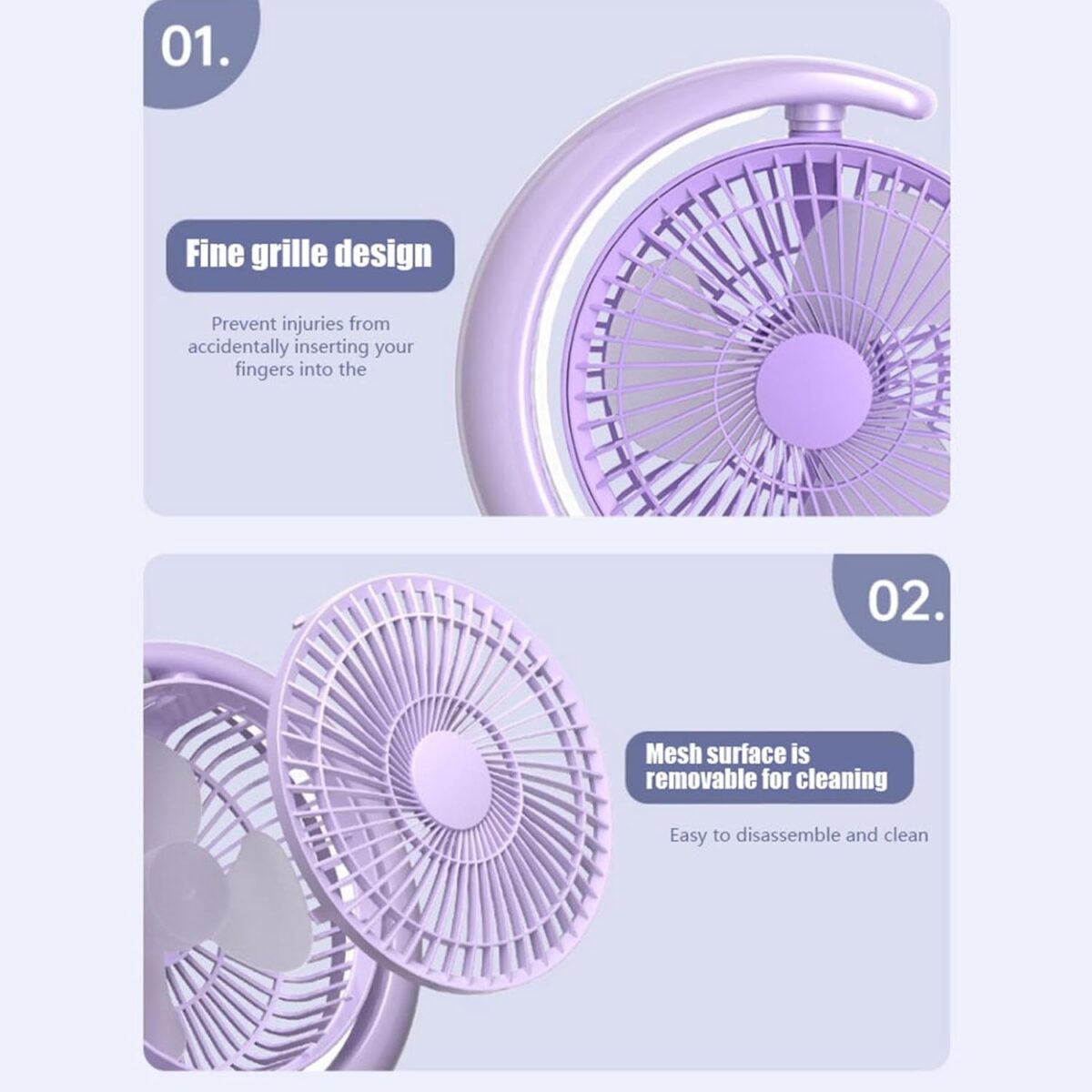 Ventilador de escritorio con luz en forma de Luna (batería recargable) - Imagen 4
