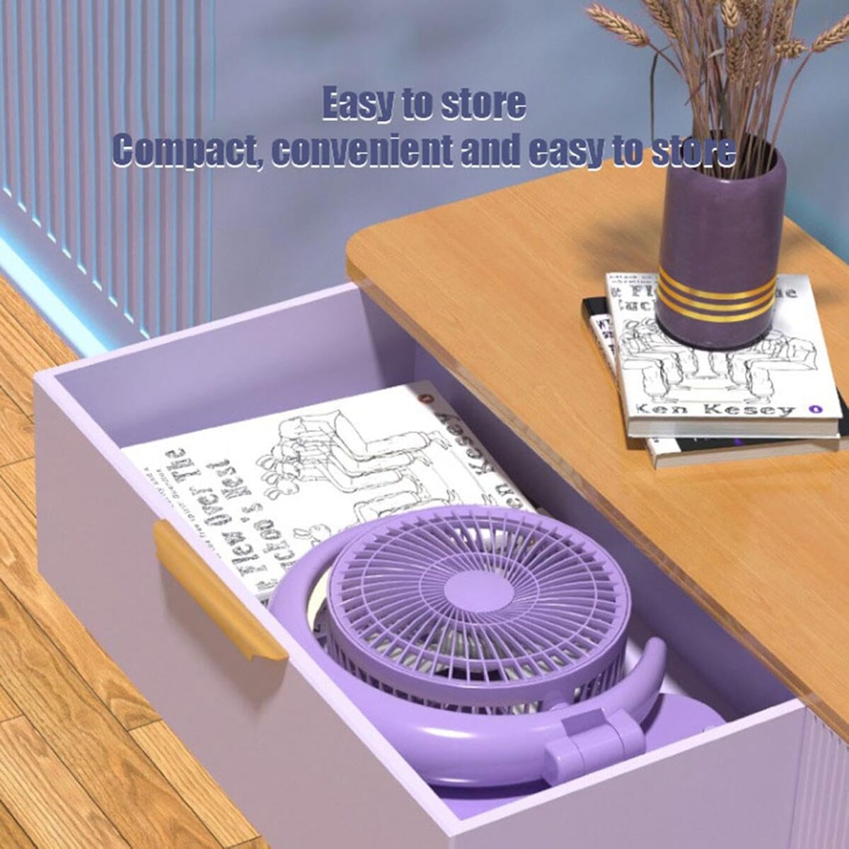 Ventilador de escritorio con luz en forma de Luna (batería recargable) - Imagen 6