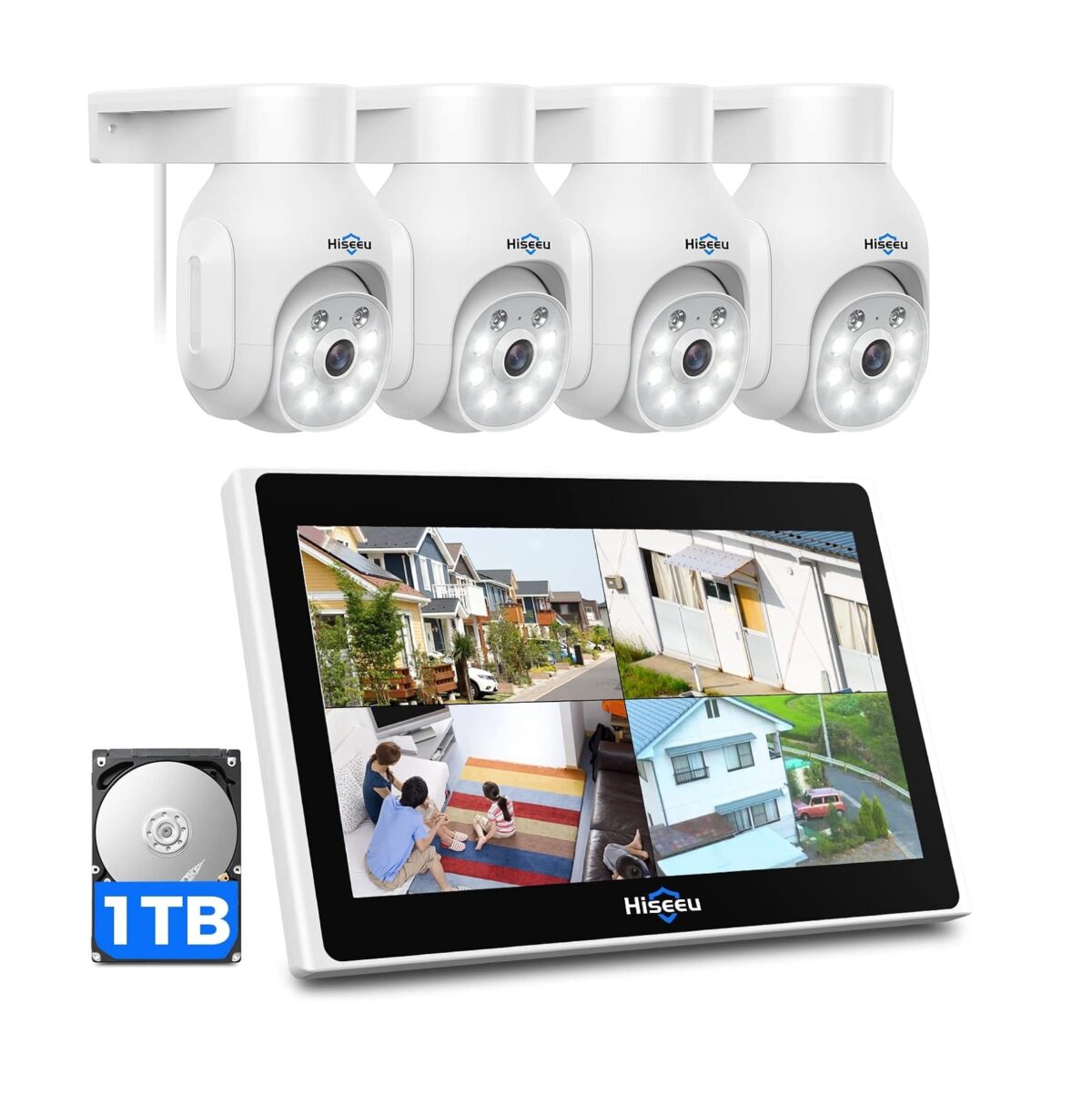 Sistema de Cámaras de Seguridad Inalámbricas Hiseeu 5MP 4 Camaras con Monitor LCD 10 - Imagen 1