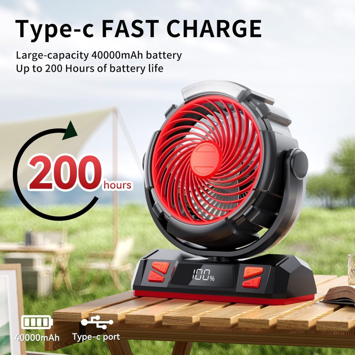 40000mAh Ventilador LED de 6 velocidades - Imagen 4