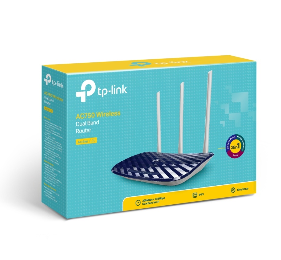 Archer_C20(EU)5.0-357x223x68-L-7022505992_large_1545727663016n Router Dual Band Tp-Link AC750 - Archer C20 - Imagen 1