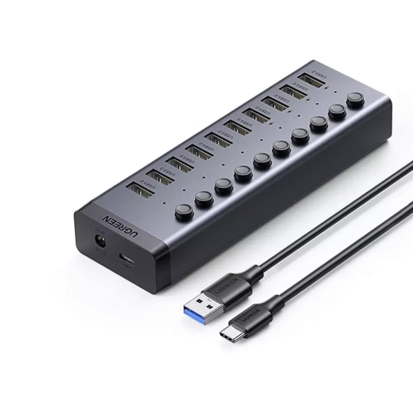UGREEN - HUB USB 3.0 de 10 Puertos con Interruptores y Cable Tipo-C a A CM482/30779