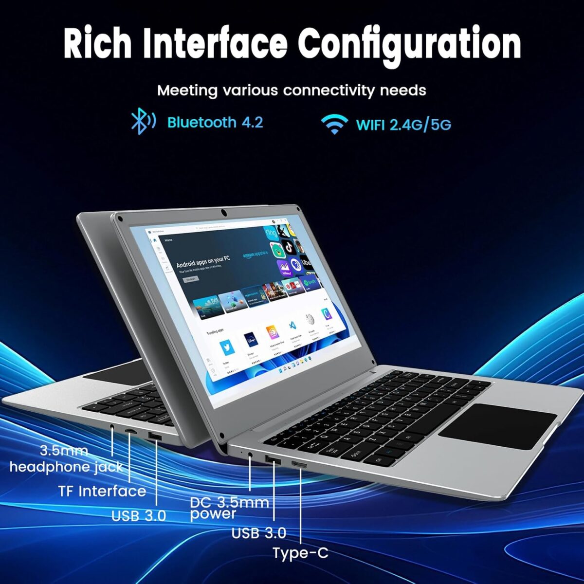 Laptop Azeyou 11.6" HD - Intel N4020, 4GB RAM, 128GB SSD - Imagen 3