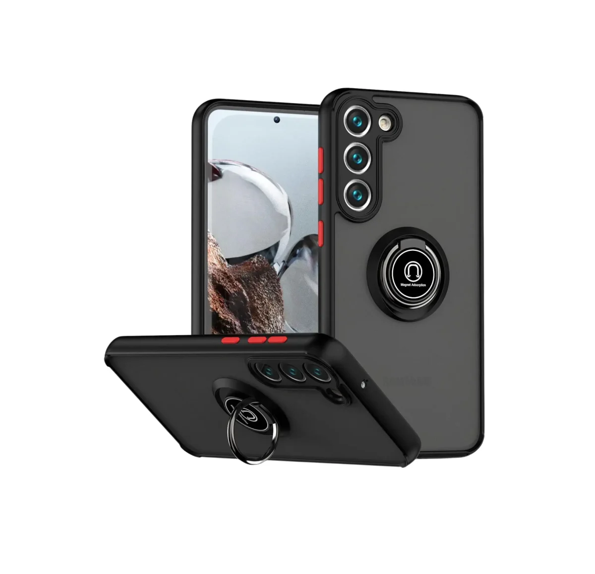 Cover Anillo 360 Negro y Rojo para Samsung Galaxy A14 4G / 5G | Funda de Polycarbonate - Imagen 1