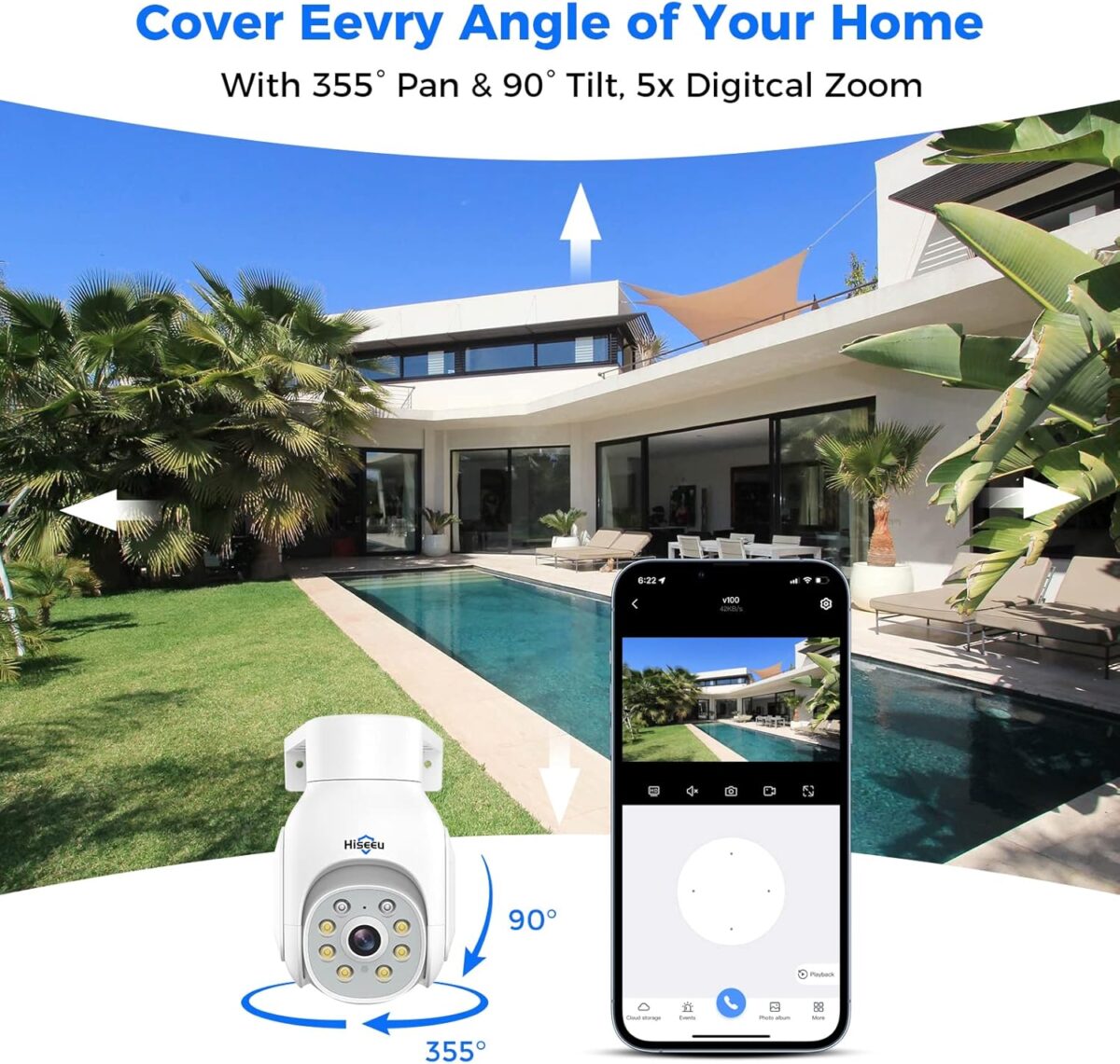 Cámara de Seguridad WiFi Hiseeu para Exteriores – Visión Nocturna a Color - Imagen 4