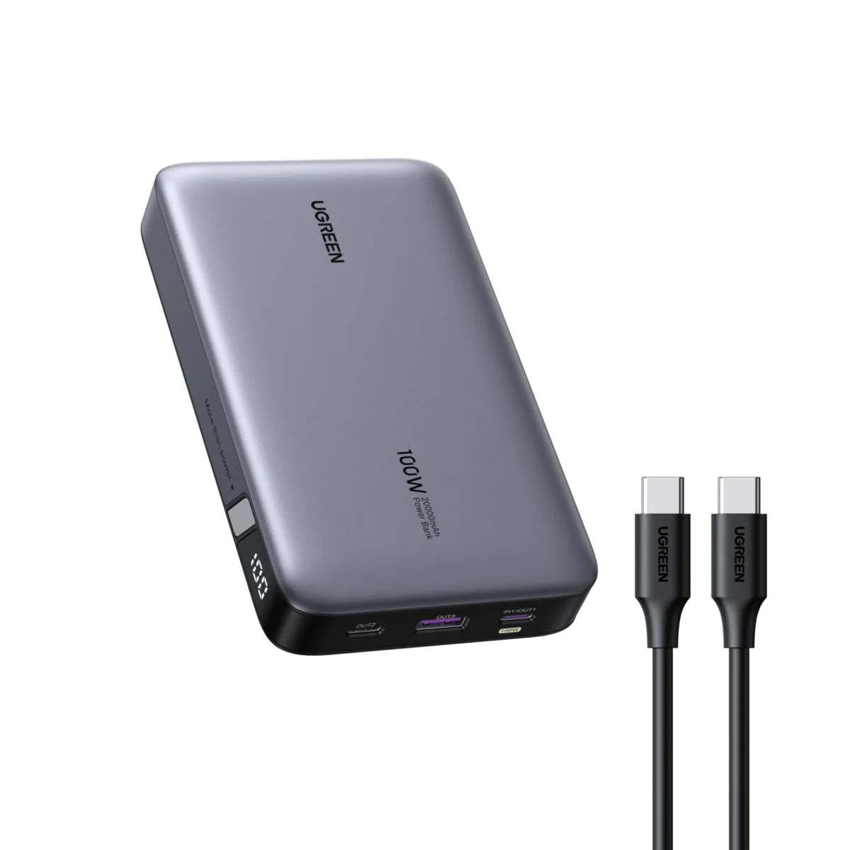 UGREEN - Power Bank 20000mAh 100W con Pantalla LED y Carga Rápida 3-en-1 - Imagen 1