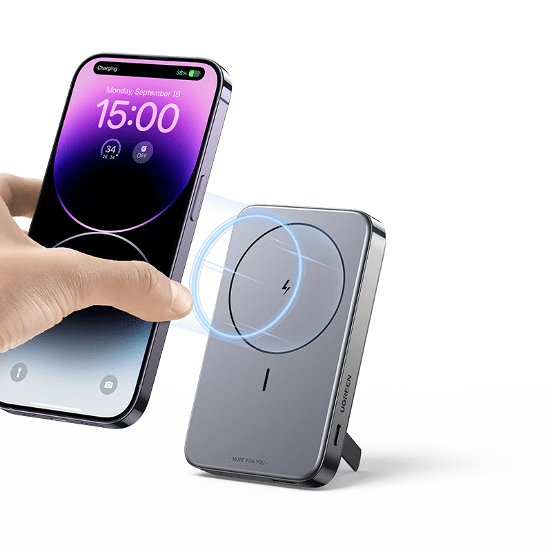 ugreen-foldable-kickstand-magnetic-battery-10000mah-696967 UGREEN - Power Bank Magnético 10000mAh con Soporte Plegable y Carga Inalámbrica 15W - Imagen 1