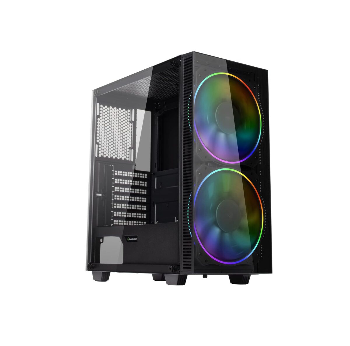 GameMax Black Hole – Case ATX Mid-Tower Gaming, Panel de Vidrio Templado, 2 Ventiladores ARGB - Imagen 1