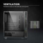 GameMax Black Hole – Case ATX Mid-Tower Gaming, Panel de Vidrio Templado, 2 Ventiladores ARGB - Imagen 4