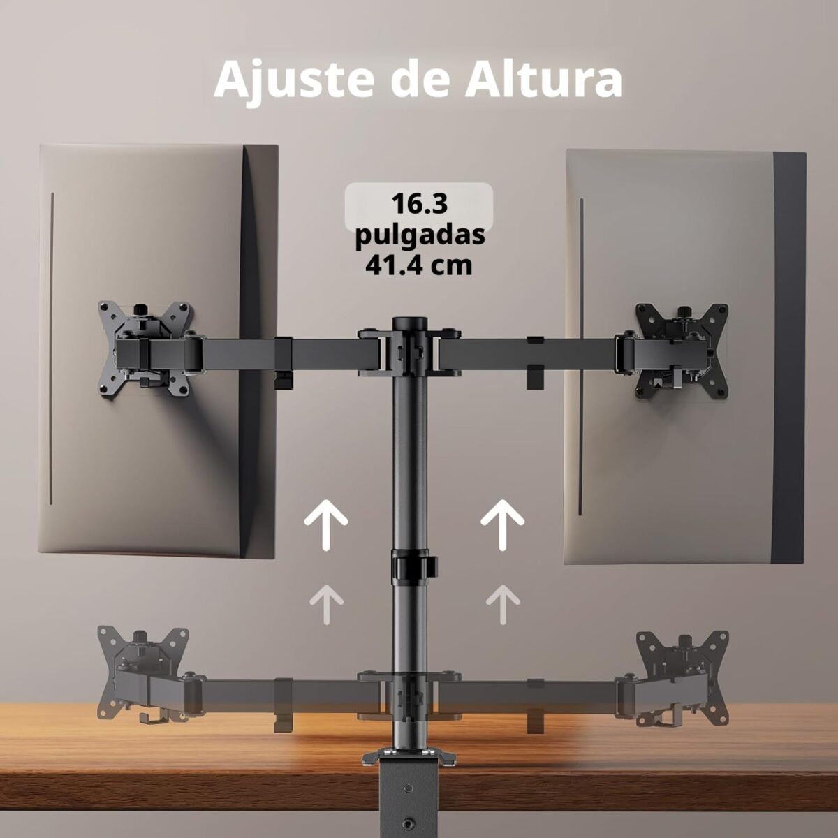ErGear – Soporte de Escritorio para Monitor Doble | Brazo Ajustable 13”-32” | Giro, Inclinación y Rotación 360° - Imagen 3