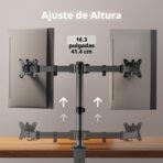ErGear – Soporte de Escritorio para Monitor Doble | Brazo Ajustable 13”-32” | Giro, Inclinación y Rotación 360° - Imagen 3