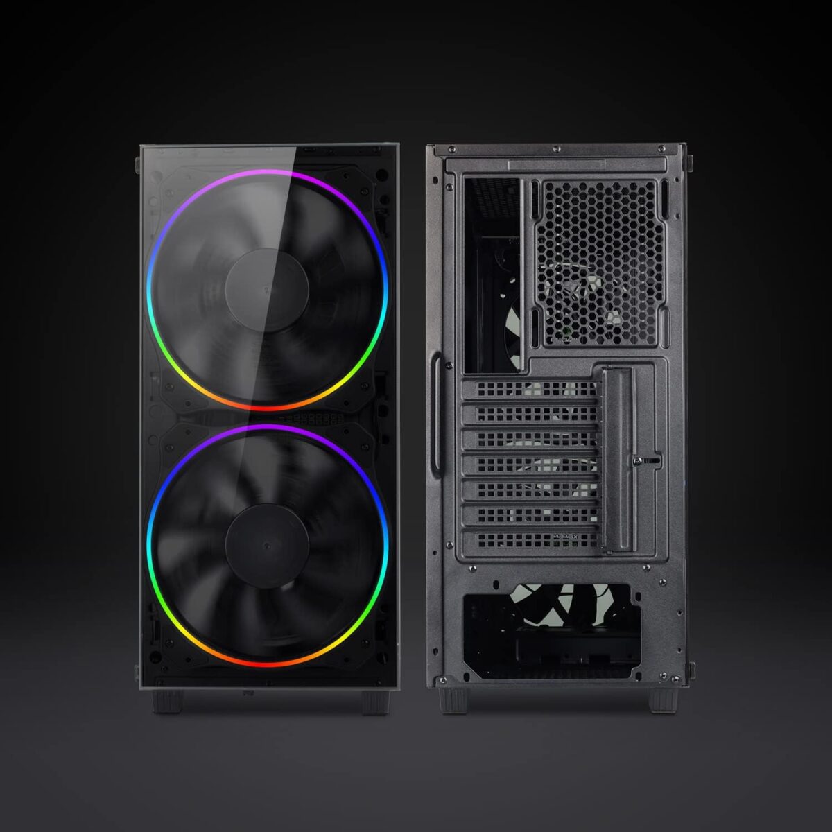 GameMax Black Hole – Case ATX Mid-Tower Gaming, Panel de Vidrio Templado, 2 Ventiladores ARGB - Imagen 3