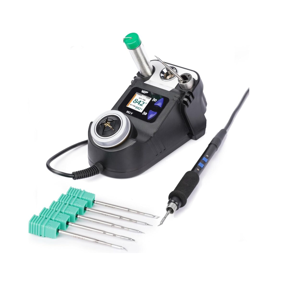 Kit de Micro Soldadura con 5 Puntas C210, Control de Temperatura y Pantalla LCD - Imagen 1