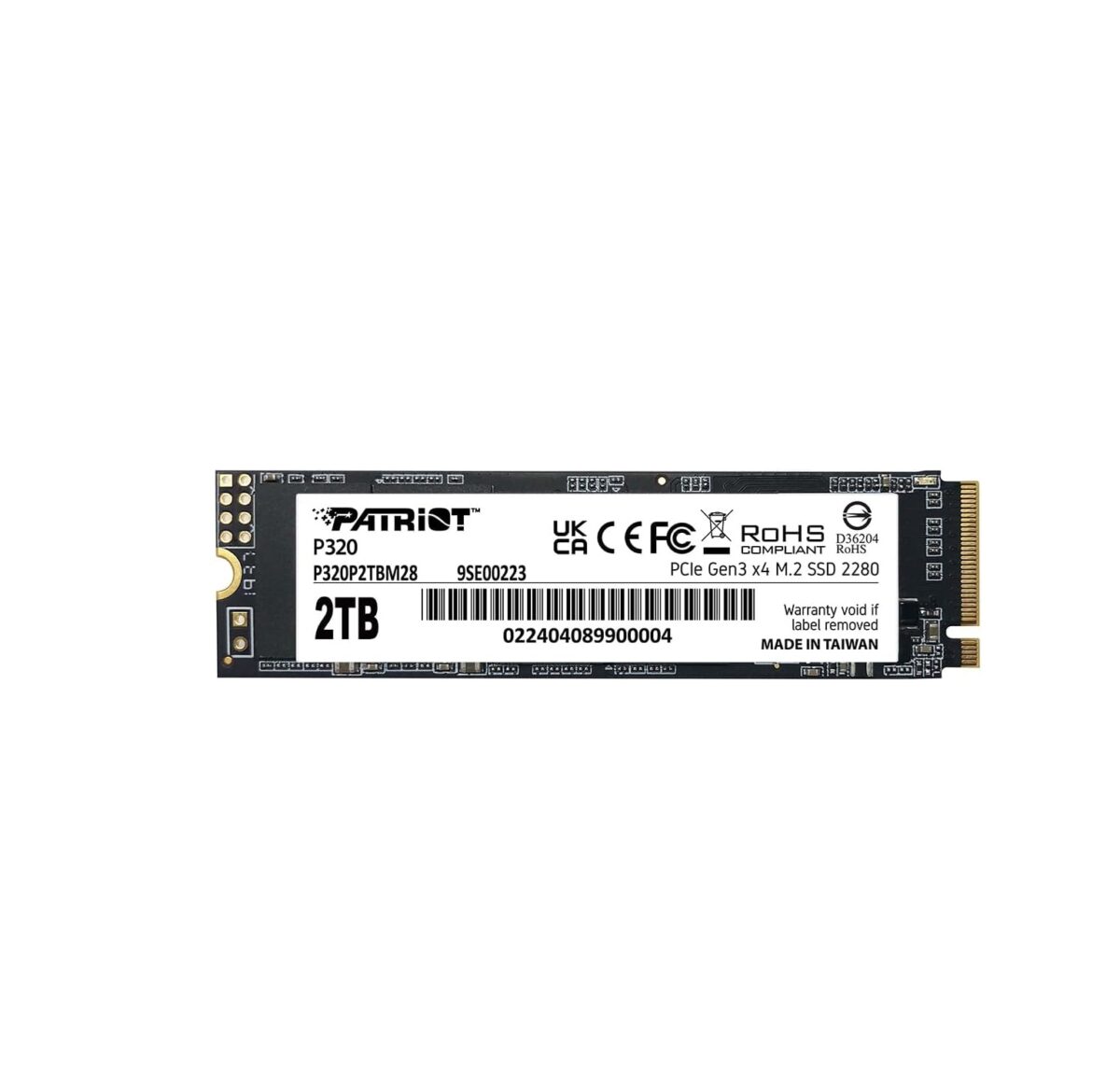 Patriot Memory P320 – SSD Interno 2TB NVMe PCIe Gen3x4 M.2 2280, hasta 3000MB/s - Imagen 1