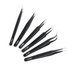 Juego de 6 Pinzas de Precisión – Acero Inoxidable Antiestático ESD | Electrónica, Manualidades y Laboratorio