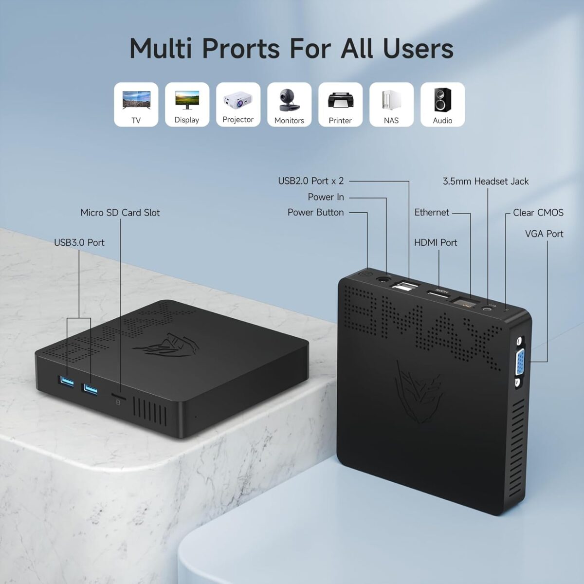 Mini PC Bmax B1 Pro – Intel N4000 hasta 2.6GHz, 8 GB RAM, 128 GB eMMC - Imagen 5