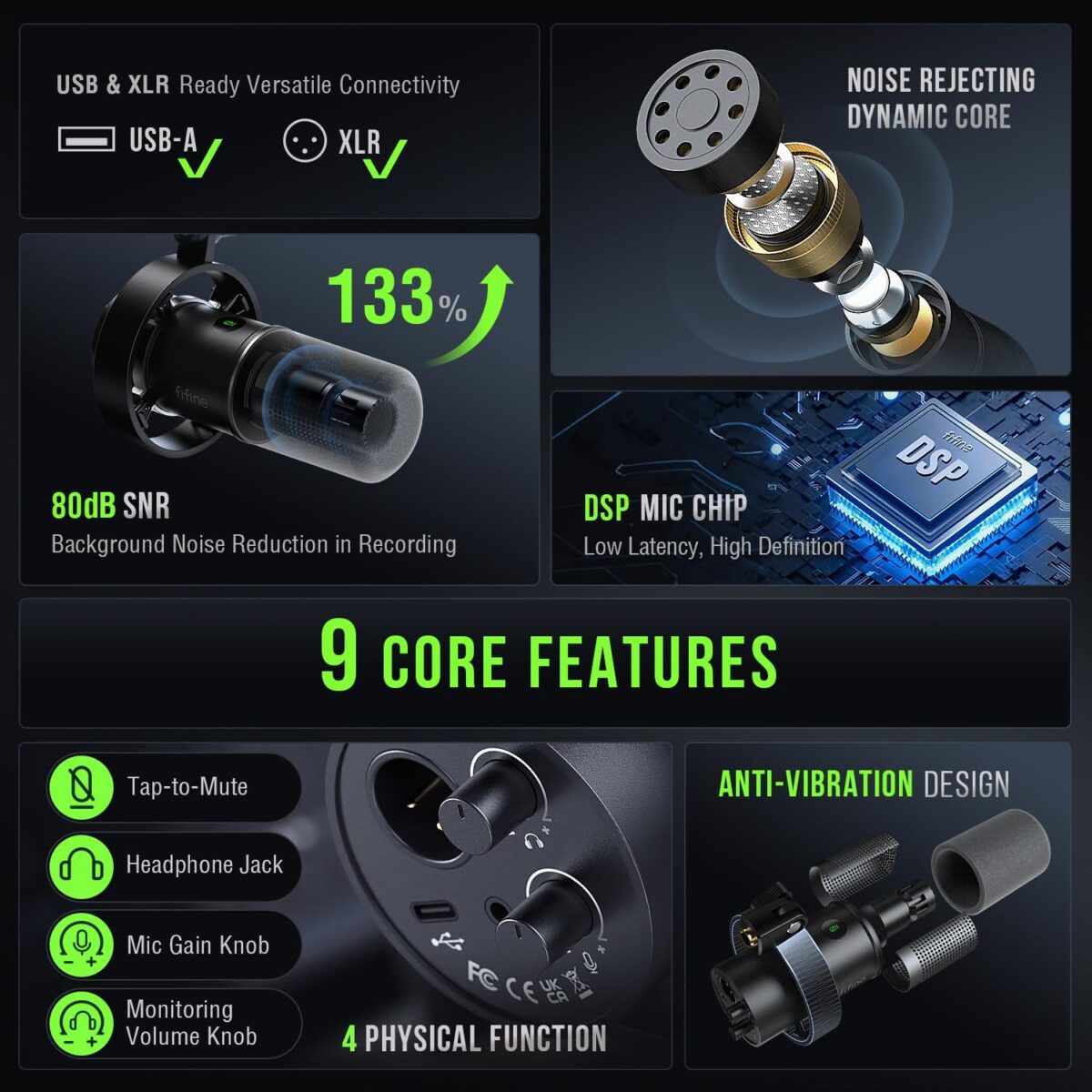 Micrófono FIFINE K688 – Dinámico USB/XLR con Brazo Metálico - Imagen 2