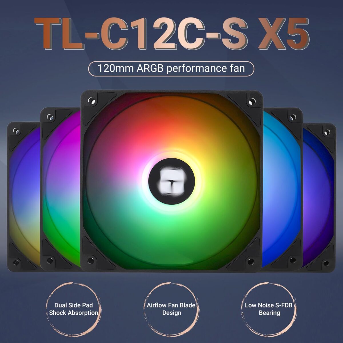 Thermalright TL-C12CW-S – Pack de 5 Ventiladores ARGB PWM 120mm Silenciosos para PC y CPU - Imagen 5