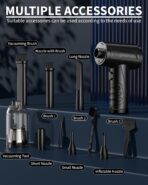 Plumero de Aire Comprimido Recargable Jicawz – 3 Velocidades, 95.000 RPM, LED, 2 en 1 Soplador y Aspiradora - Imagen 6