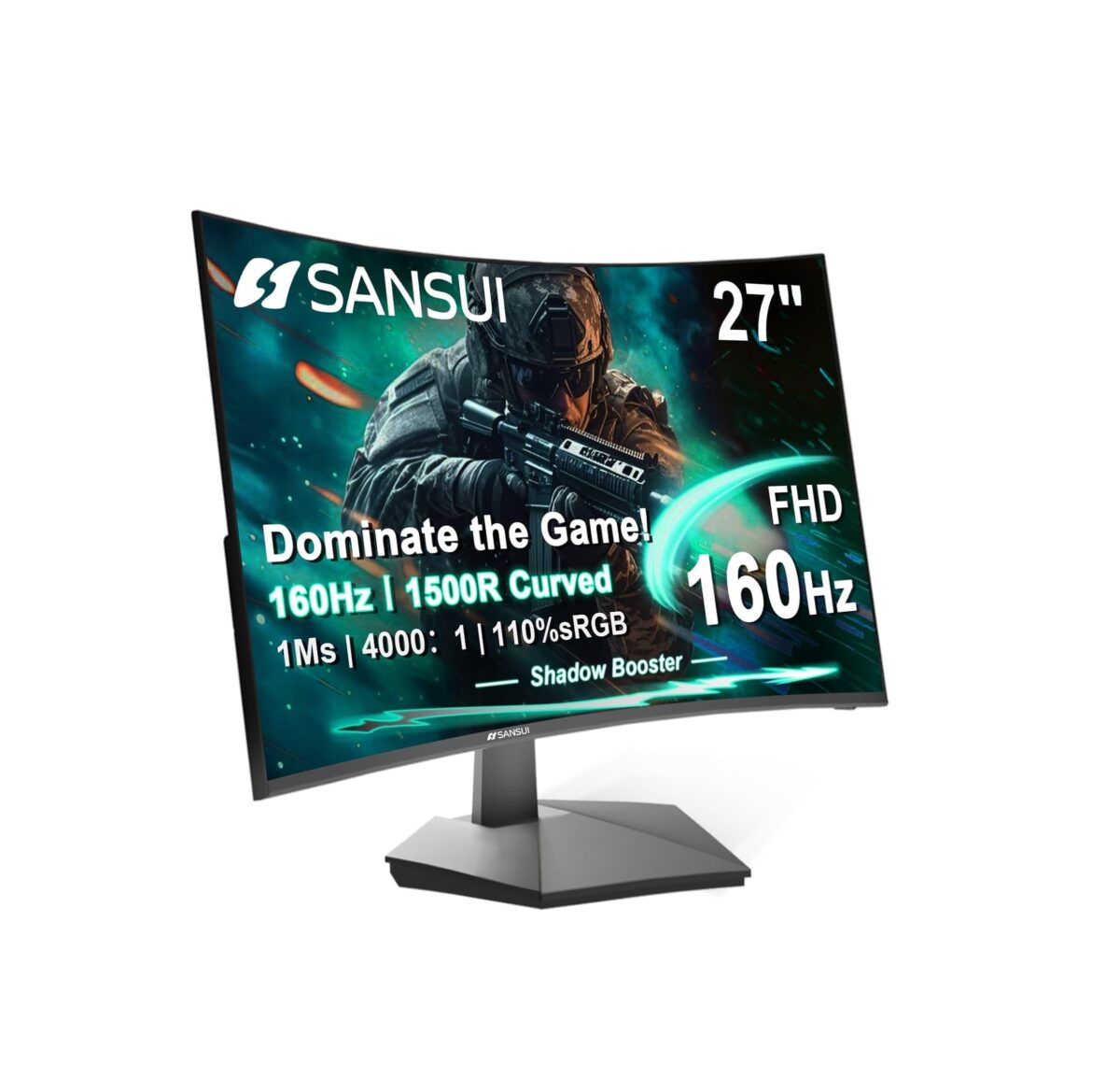 SANSUI Monitor Curvo Gaming 27" FHD 1080P – 160Hz, 1ms, FreeSync, HDR, 1500R - Imagen 1