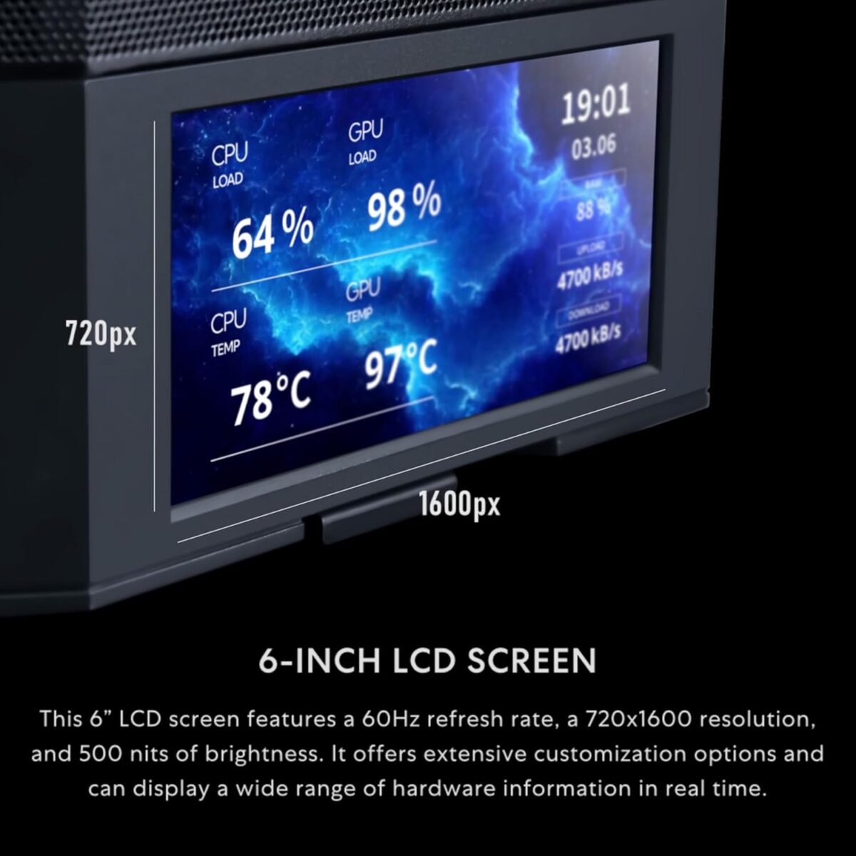 Chasis Lian Li LANCOOL 207 – Torre Media ATX/M-ATX, Pantalla LCD, 4 Ventiladores PWM, Panel de Malla - Imagen 4