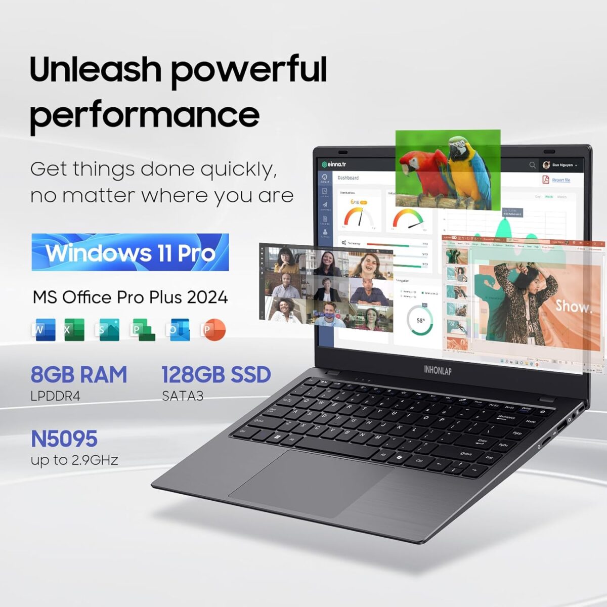 Laptop INHONLAP BTC511 – 14" HD, Intel N5095, 8GB RAM, 128GB SSD (1TB Expandible), Windows 11 Pro - Imagen 4