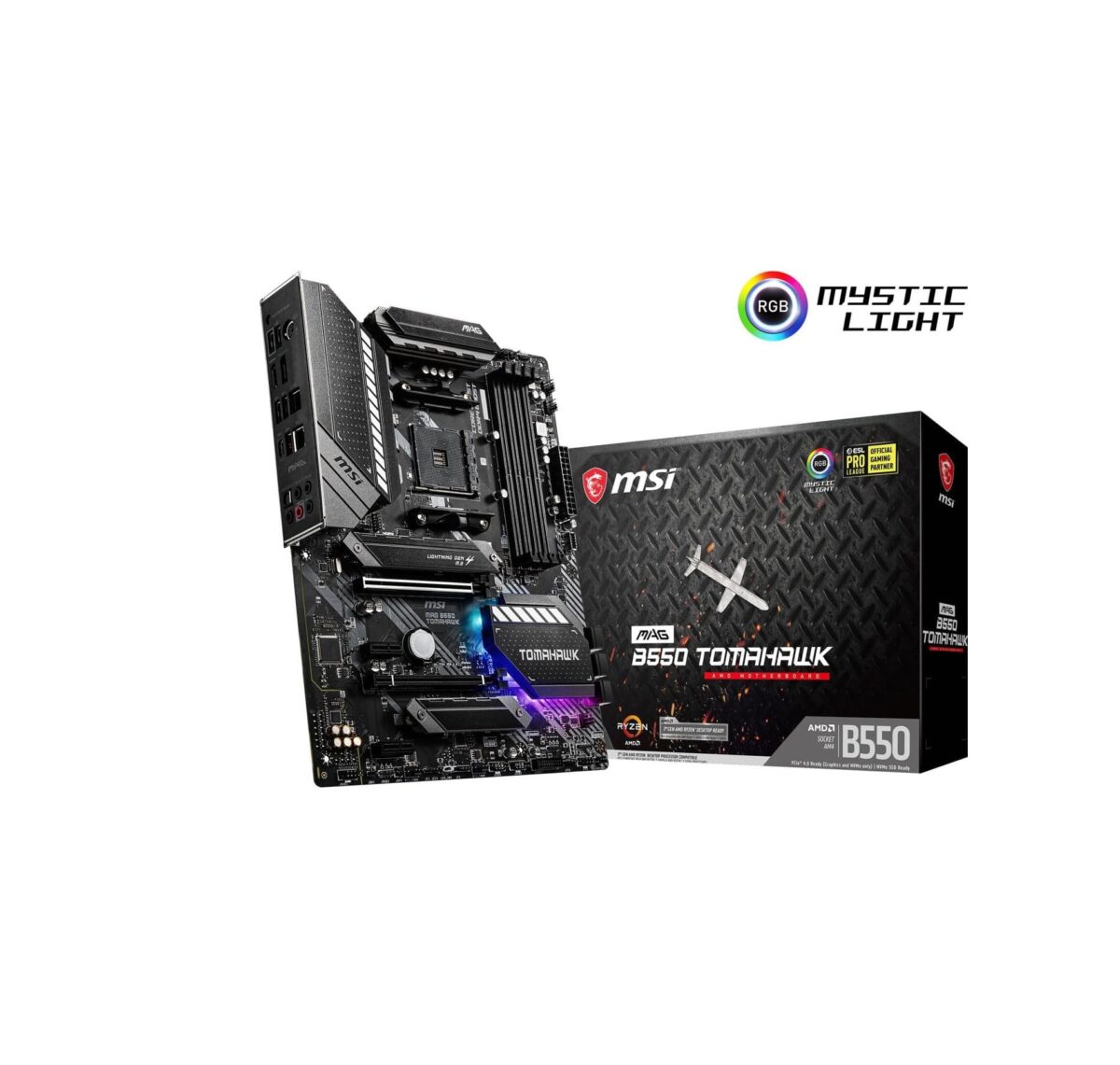 MSI MAG B550 Tomahawk – Placa Base Gaming ATX AM4, DDR4, PCIe 4.0, M.2, USB 3.2 Gen 2 - Imagen 1