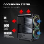 GameMax Black Hole – Case ATX Mid-Tower Gaming, Panel de Vidrio Templado, 2 Ventiladores ARGB - Imagen 5