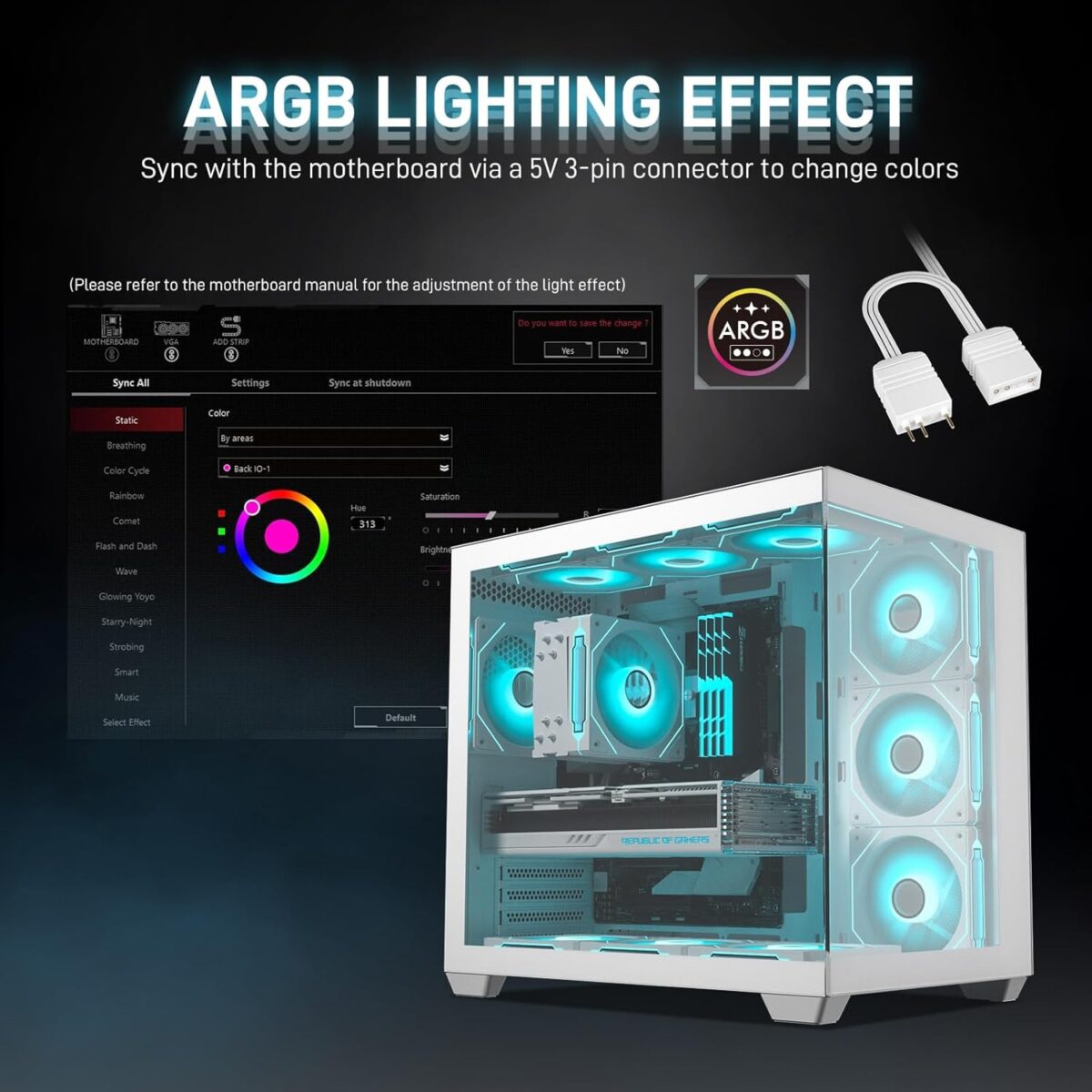 Ventiladores ARKROCK F120 (3 en 1) – 120mm, ARGB, PWM, Espejo Infinito - Imagen 5
