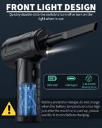 Plumero de Aire Comprimido Recargable Jicawz – 3 Velocidades, 95.000 RPM, LED, 2 en 1 Soplador y Aspiradora - Imagen 5