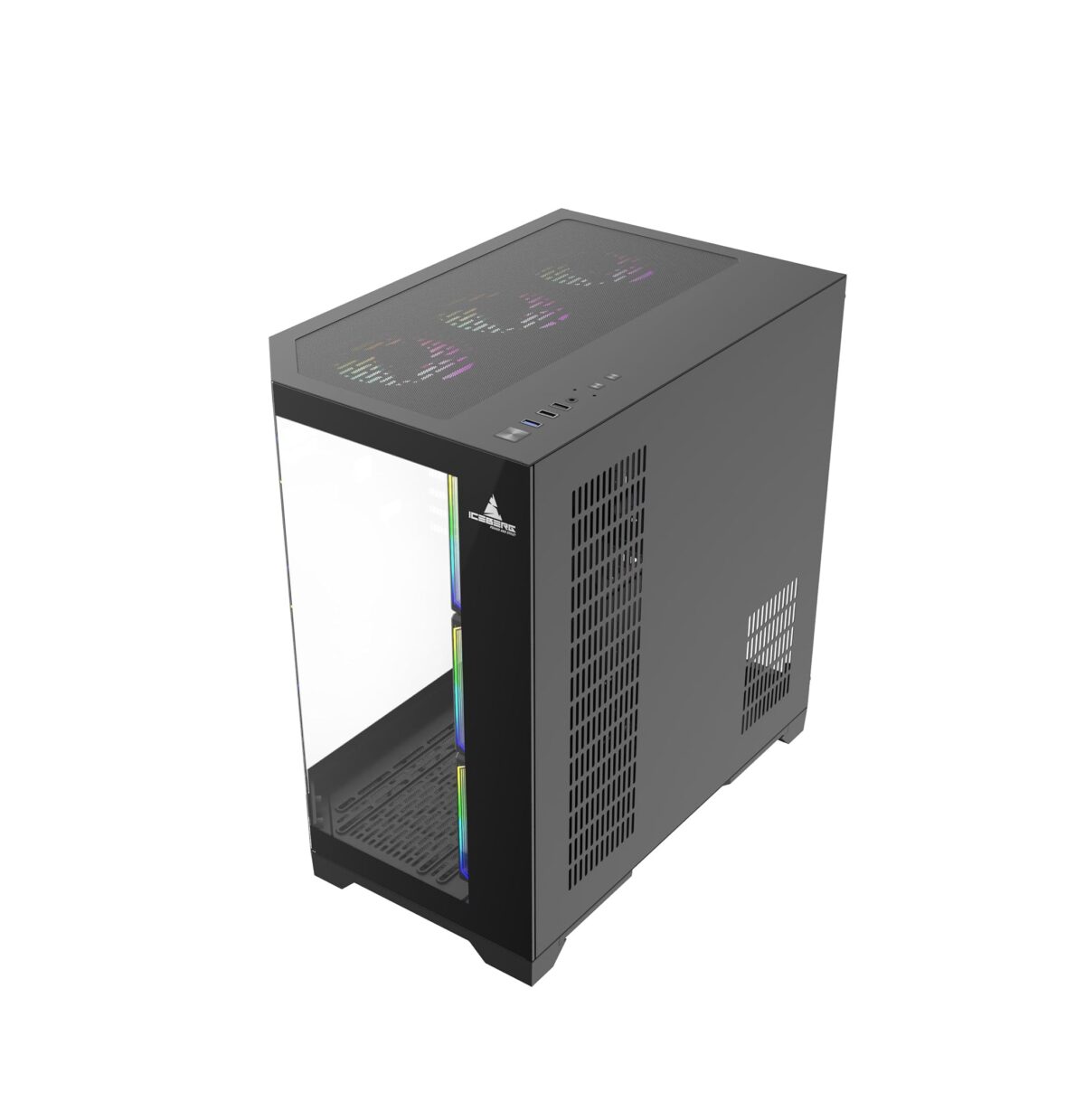 Funda ATX Gaming Iceberg Crystal Edge – Vista Panorámica 3 Lados Vidrio Templado + 7 Ventiladores ARGB - Imagen 4