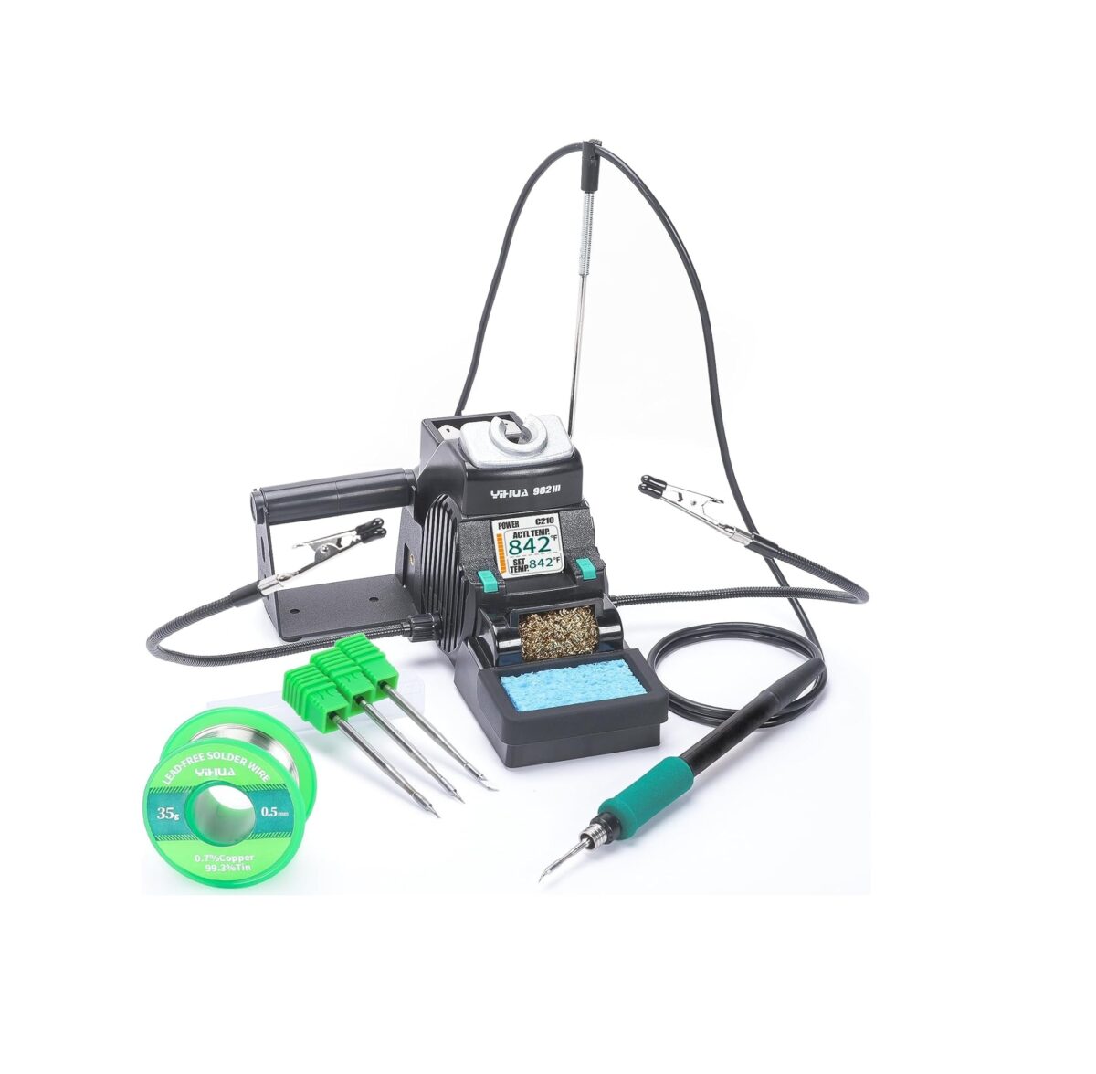 YIHUA 982-III – Kit de Estación de Soldadura de Precisión C210 con 4 Puntas, Pantalla LCD y Accesorios - Imagen 1