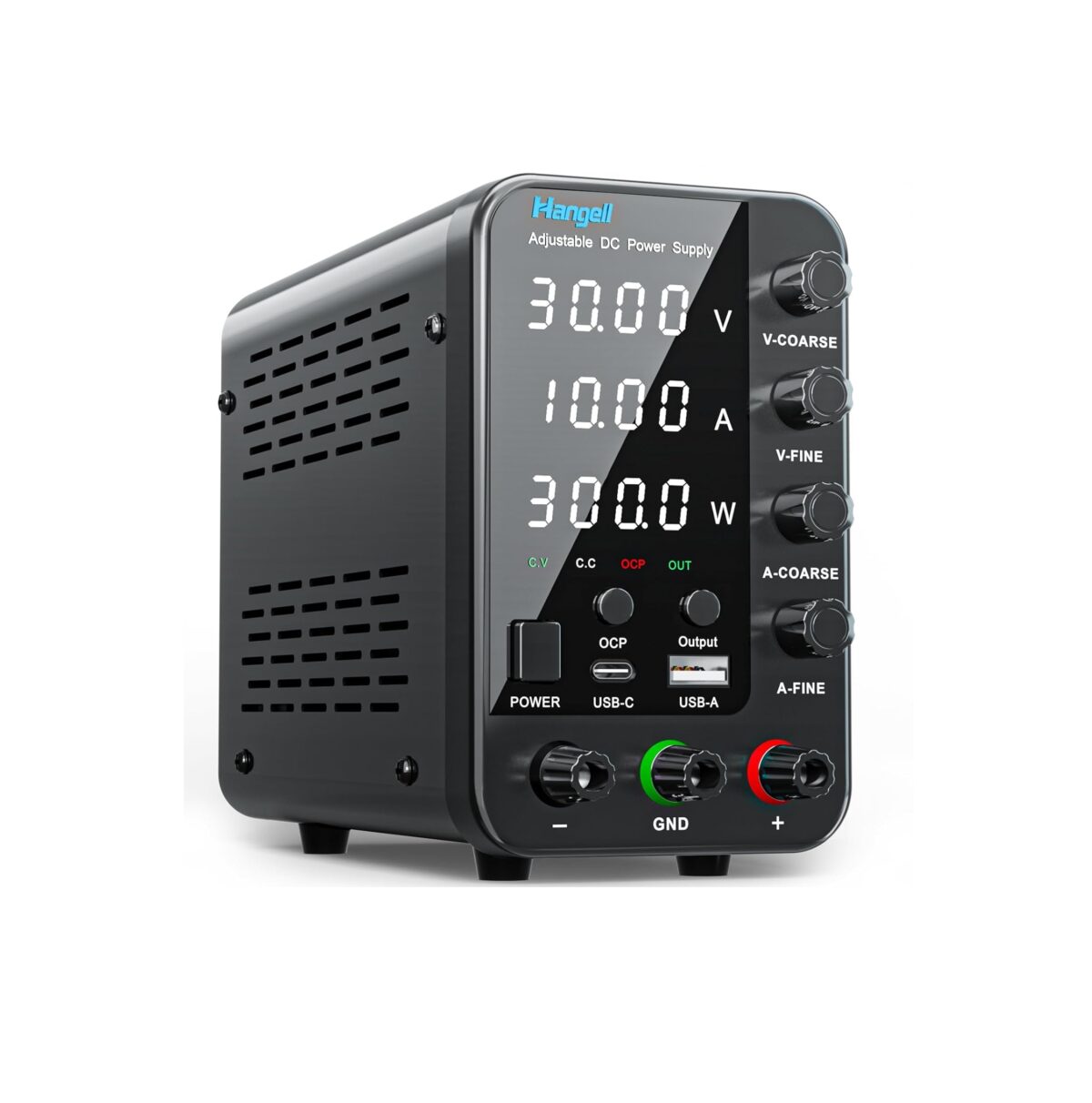 HANGELL – Fuente de Alimentación de CC Variable 30V 10A | Banco de Laboratorio con Ajuste Grueso/Fino, Protección OCP y Pantalla LED - Imagen 1