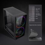 GameMax Black Hole – Case ATX Mid-Tower Gaming, Panel de Vidrio Templado, 2 Ventiladores ARGB - Imagen 2
