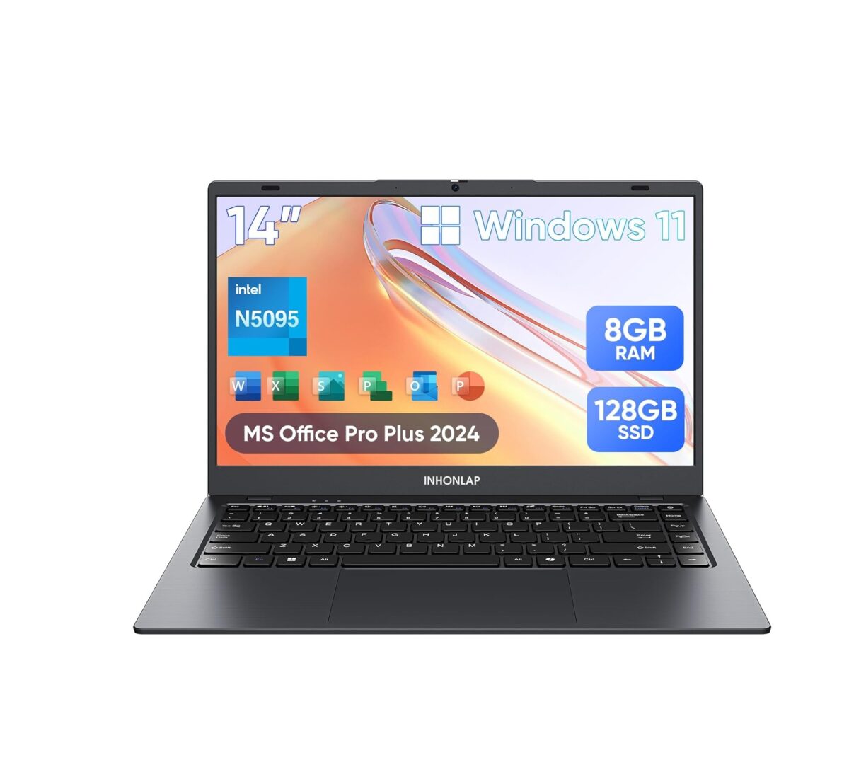 Laptop INHONLAP BTC511 – 14" HD, Intel N5095, 8GB RAM, 128GB SSD (1TB Expandible), Windows 11 Pro - Imagen 1