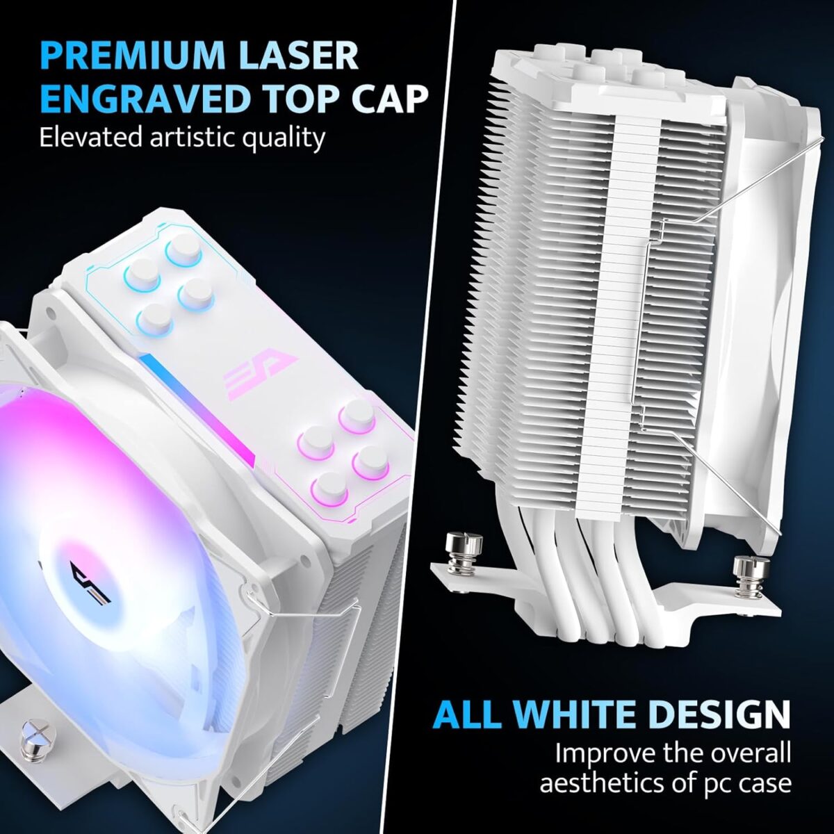 Enfriador CPU darkFlash Z4Pro Mist – 120mm, TDP 200W, 4 Heatpipes, ARGB, Compatible Intel/AMD - Imagen 3