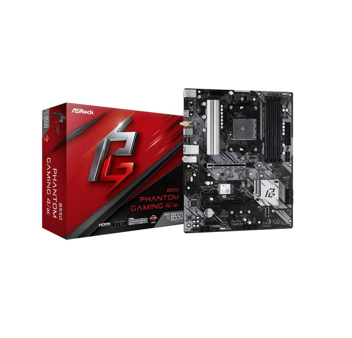 Motherboard ASRock B550 Phantom Gaming 4 AC – Soporte Ryzen AM4, DDR4, PCIe 4.0 - Imagen 1