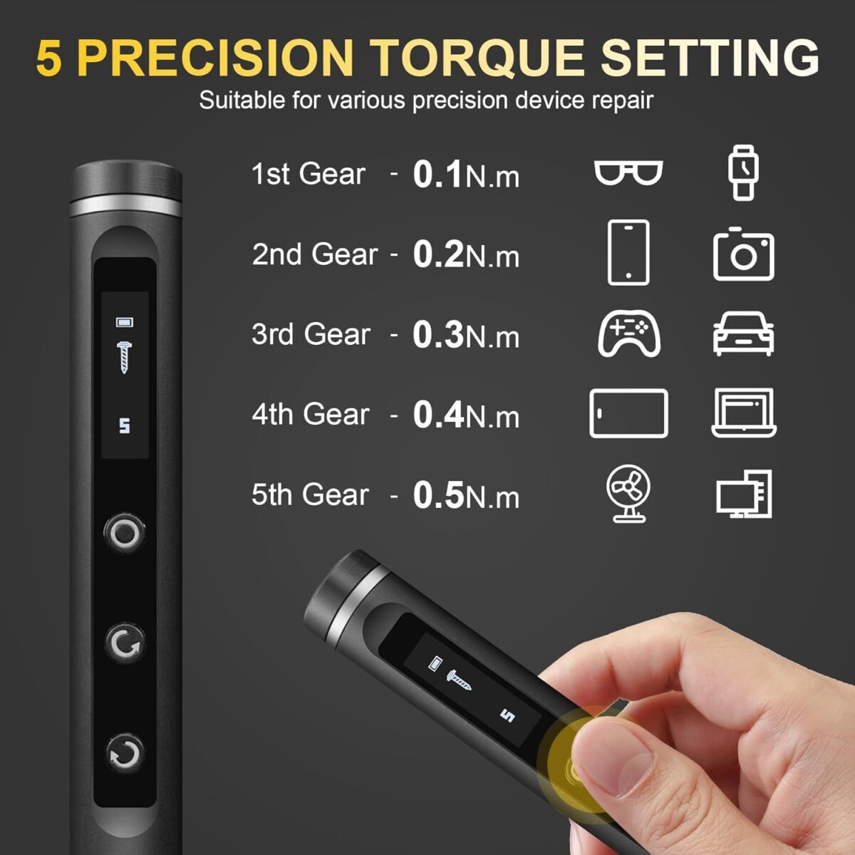 Juego de Destornilladores Eléctricos XIAONIAN 76 en 1 – 3.7V, Pantalla LED, USB-C, Torque Ajustable - Imagen 5