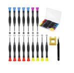 Juego de Destornilladores de Precisión 18 en 1 con Estuche – Torx, Phillips, Pentalobe, Planos + Pinzas Antiestáticas