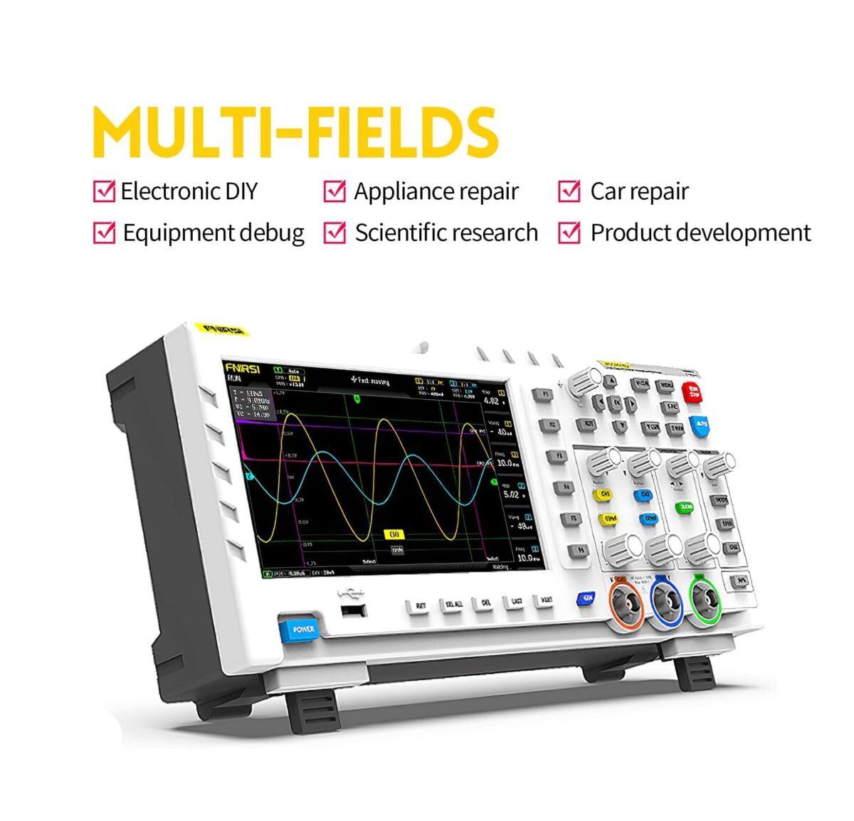 FNIRSI 1014D – Osciloscopio Digital 2 en 1 | 100MHz 2 Canales | 1GSa/s | Generador de Señal DDS + Pantalla 7 - Imagen 4