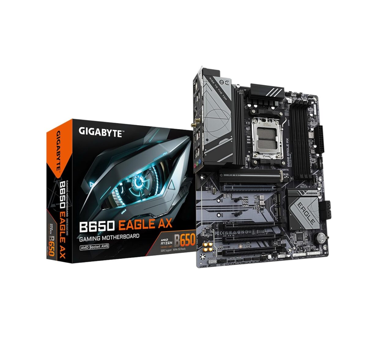 Motherboard GIGABYTE B650 Eagle AX – AM5, DDR5, PCIe 5.0, WiFi 6E, ATX - Imagen 1