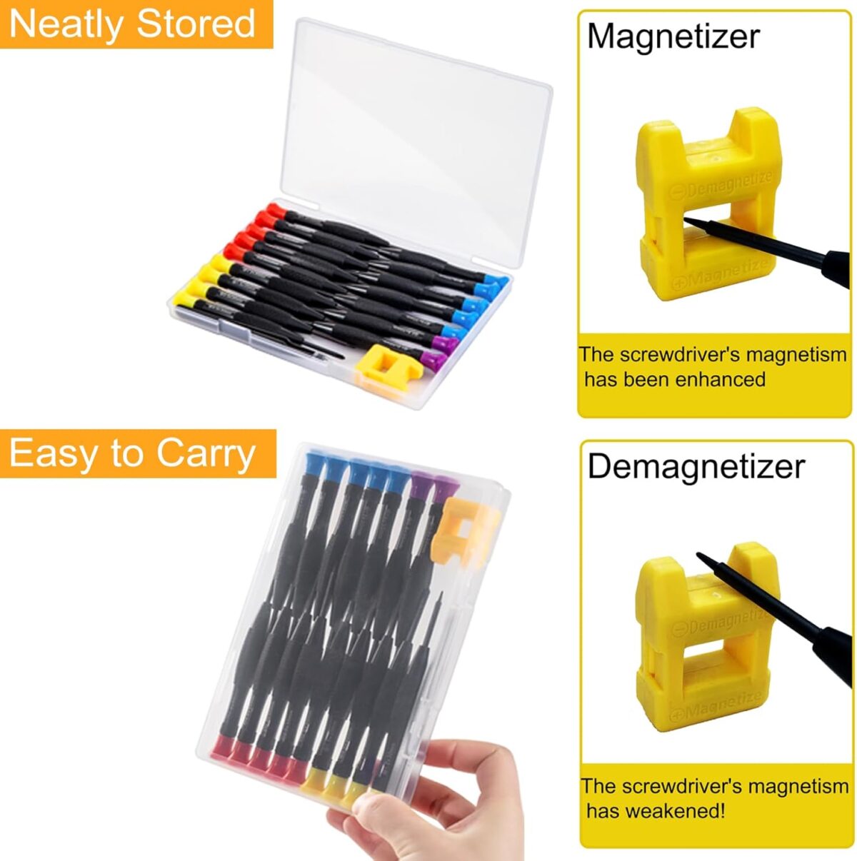 Juego de Destornilladores de Precisión 18 en 1 con Estuche – Torx, Phillips, Pentalobe, Planos + Pinzas Antiestáticas - Imagen 2